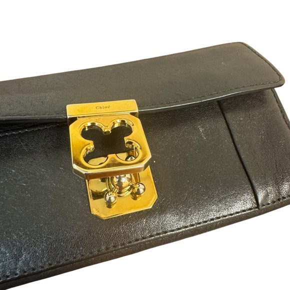 Chloe Black Leather Clutch Elise Continental Wallet EUC - Picture 4 of 13